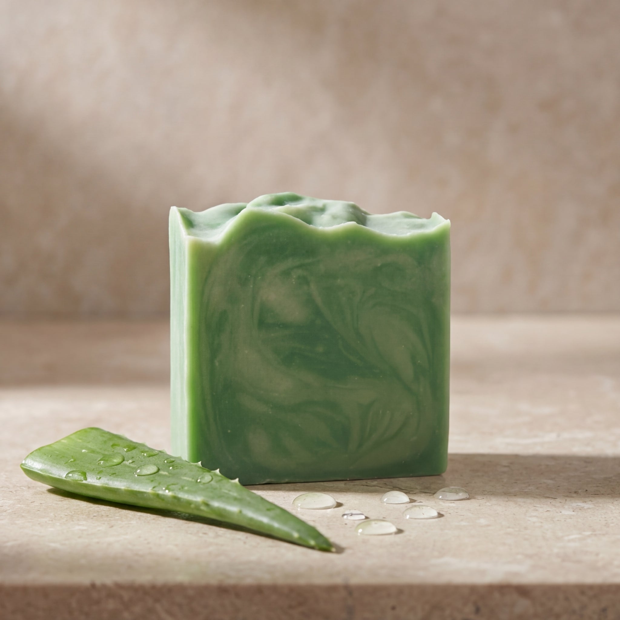 Jabón de aloe vera natural maro naturals para hidratar piel sensible hecho en Colombia.
