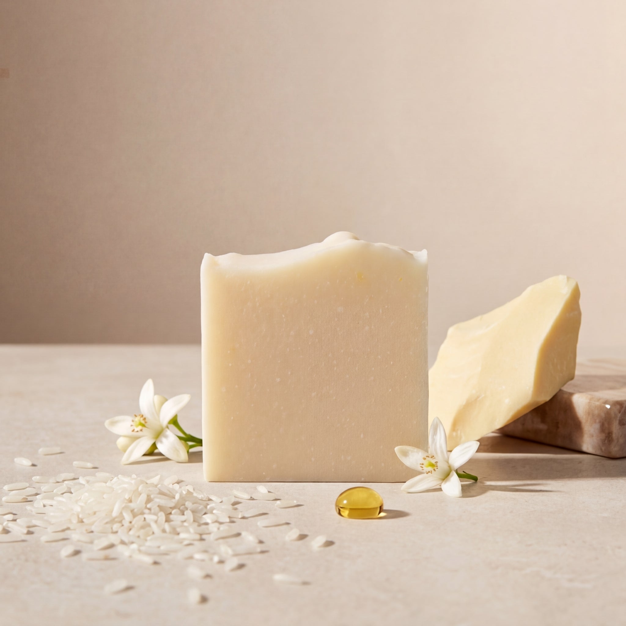 Jabón de arroz natural Maro Naturals para aclarar la piel y unificar el tono hecho en Colombia.