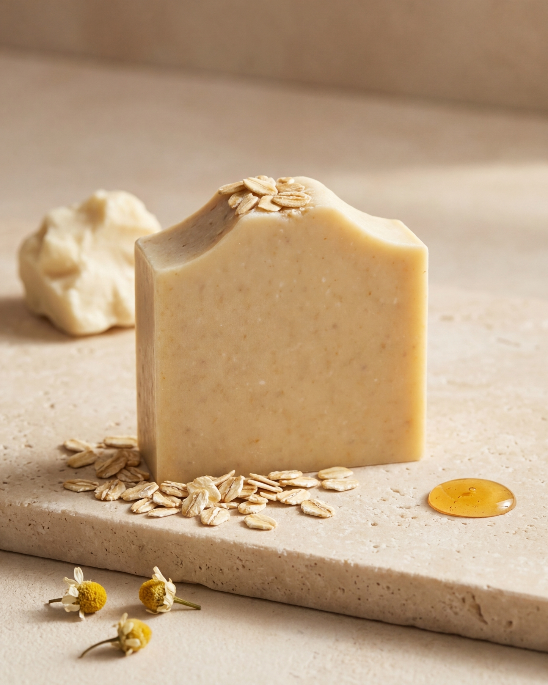 Jabón de avena natural exfoliante Maro Naturals para suavizar la piel hecho a mano en Colombia.