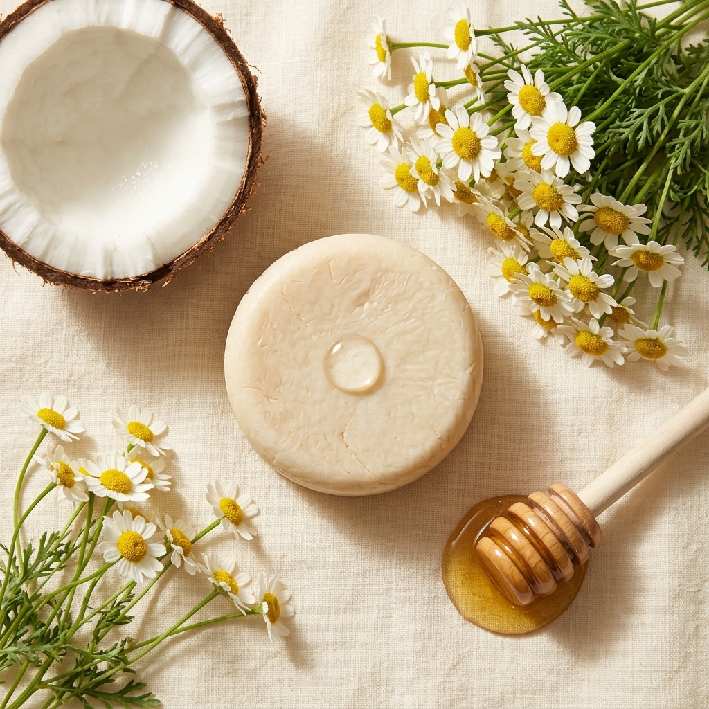 Shampoo en barra coco, miel y manzanilla maro naturals – nutrición y brillo natural Colombia
