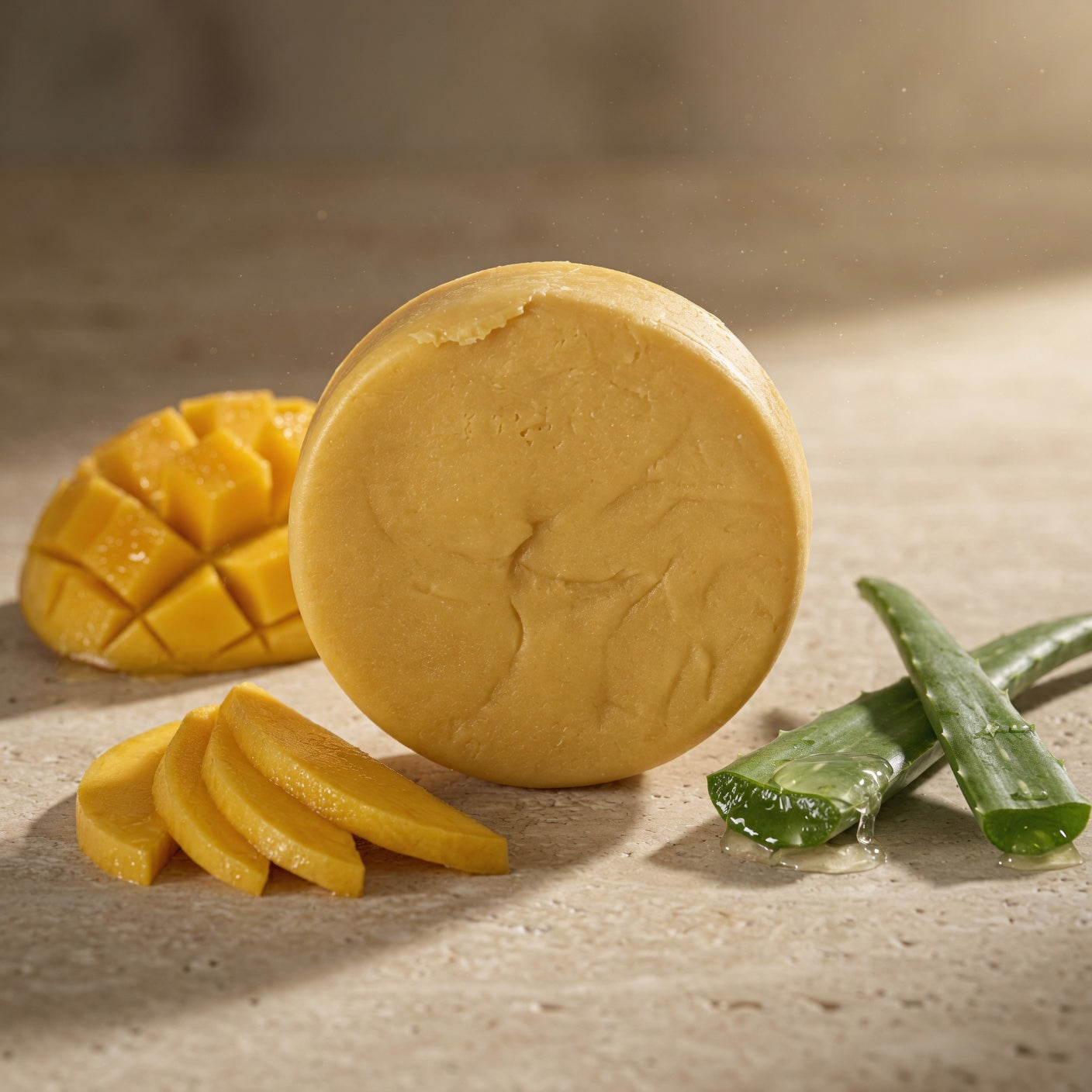 Shampoo en barra de aloe vera y mango maro naturals – hidratación profunda capilar Colombia