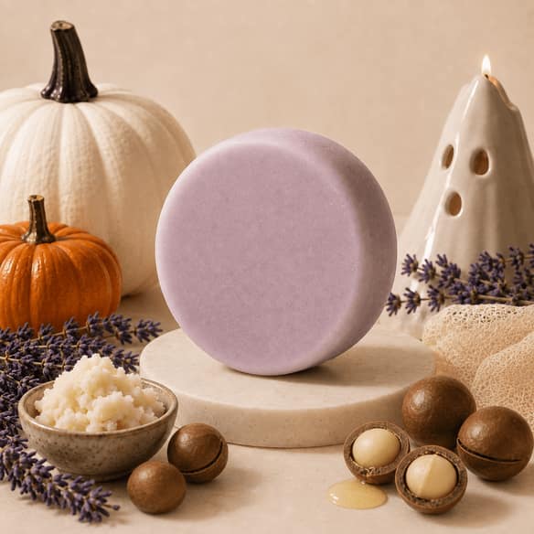 Acondicionador sólido MaroWeen con lavanda, karité y aceite de macadamia